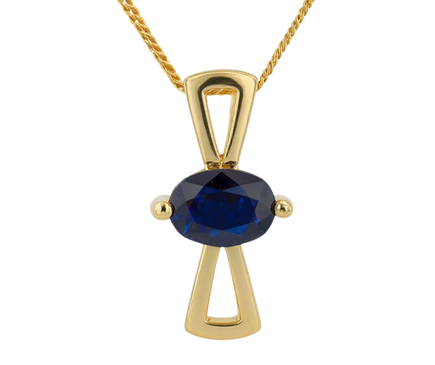 18 KT GOLD PENDANT SET WITH 01 BLUE SAPPHIRE